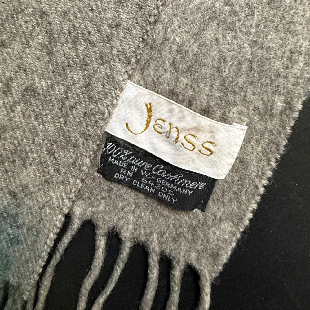 Jenss Gray 100% Pure Cashmere Scarf Made in West Germany Vintage Fringed Soft